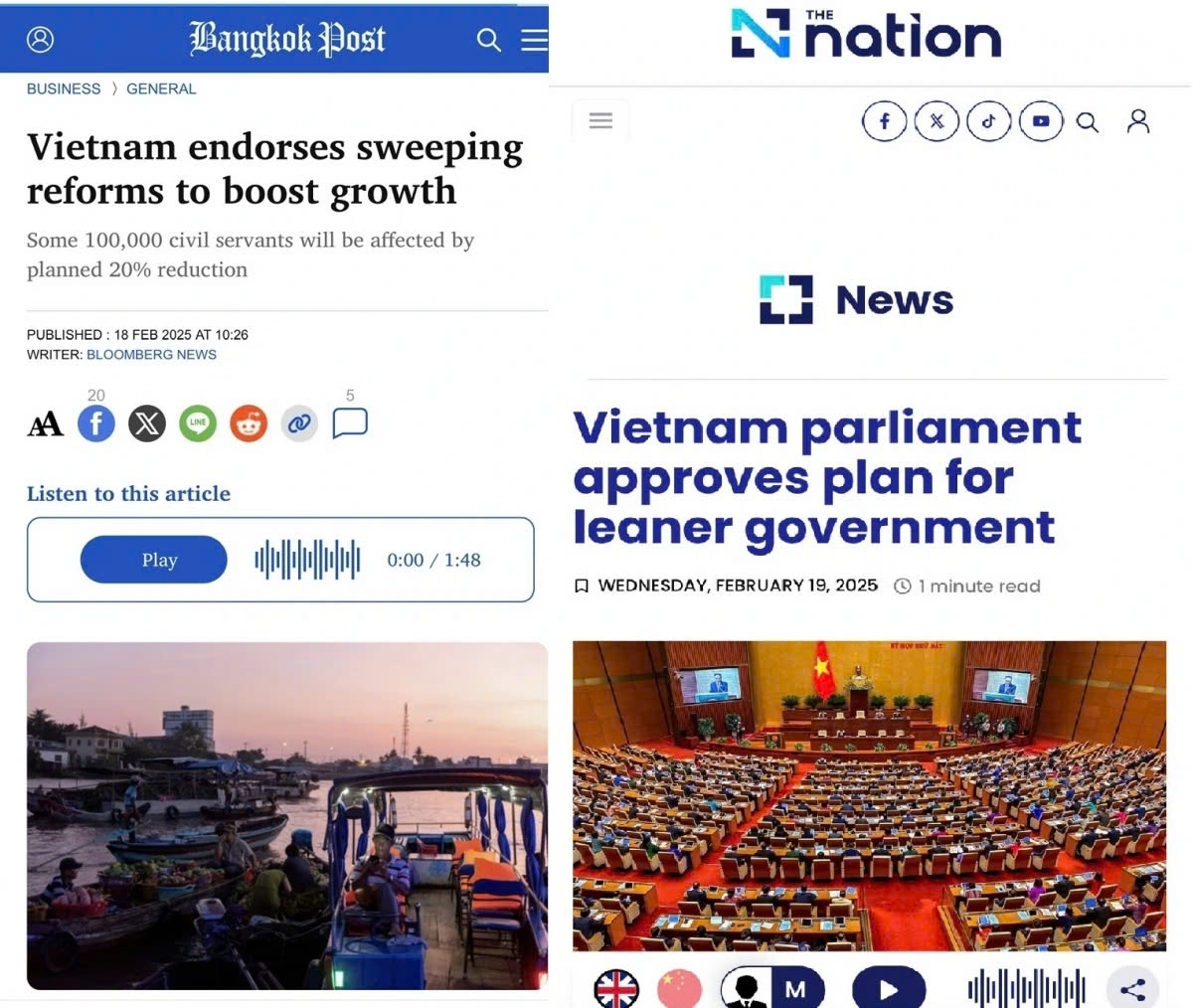 Vietnam’s efforts to streamline government apparatus grabs Thai headlines